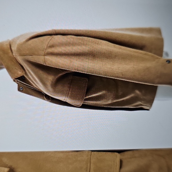 NWT Max Studio Utilatarian Zip/Button Closure Faux Suede Jacket XL Camel - Picture 4 of 14